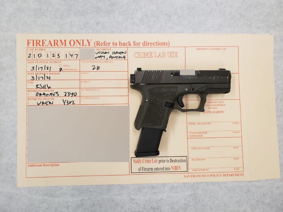 PHOTO: Evidence related to the robbery at a San Francisco laundromat and auto burglaries including clothing, a window punch, and two firearms were seized by police.
