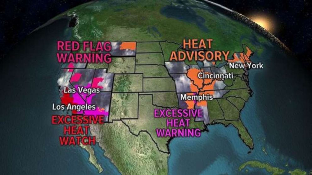 Excessive heat advisories are scattered over most of the U.S. today.