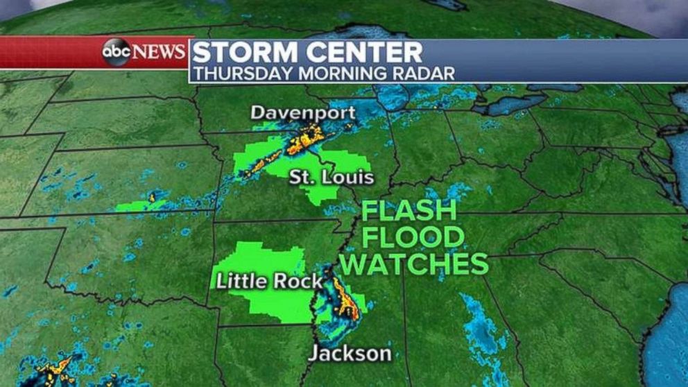 Flash flood watches are in effect this morning in parts of the Midwest.