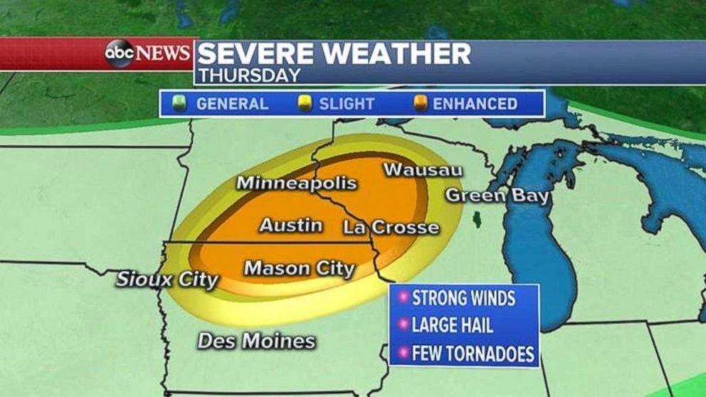 The upper Midwest could see severe tornadoes today.