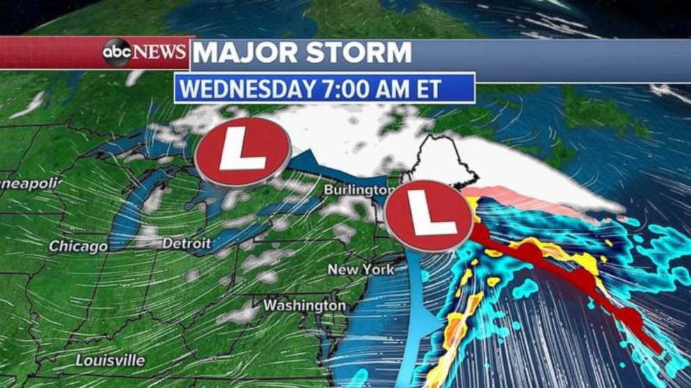The major storm in the East is heading east.