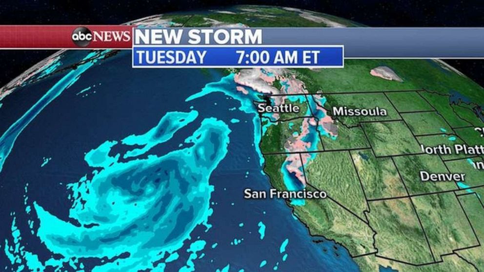 PHOTO: The new storm is tracking toward the West Coast.