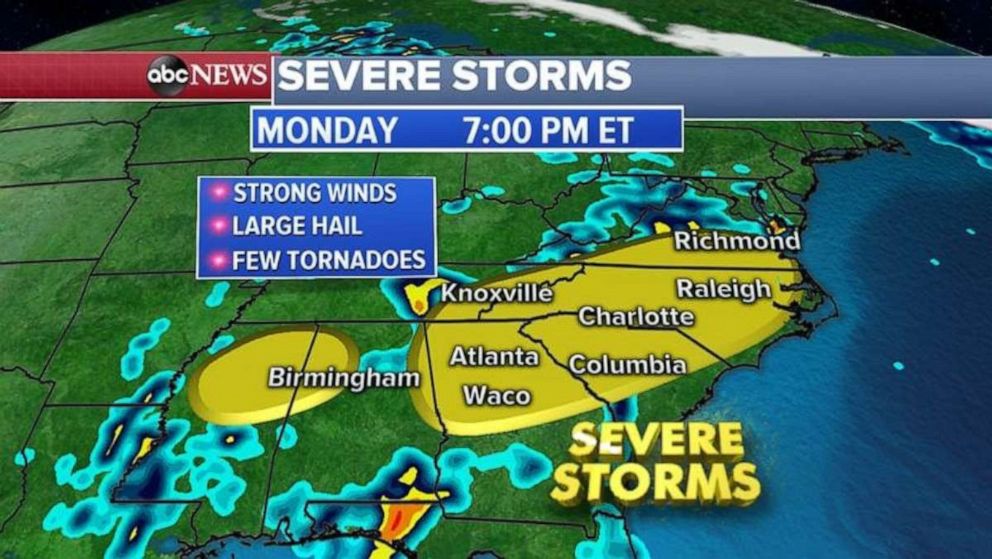 PHOTO: Severe weather is pushing farther east tonight.