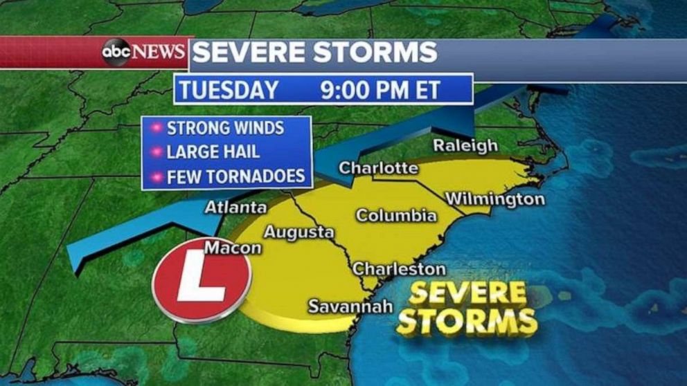 PHOTO: Severe storms are forecast to strike the Southeast tonight.