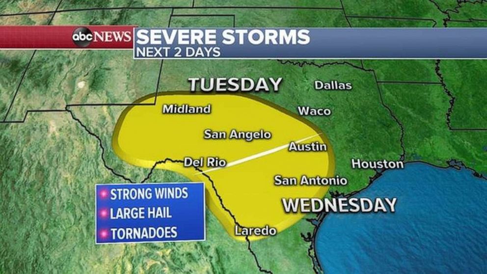 PHOTO: Much of Texas could see severe storms the next two days.