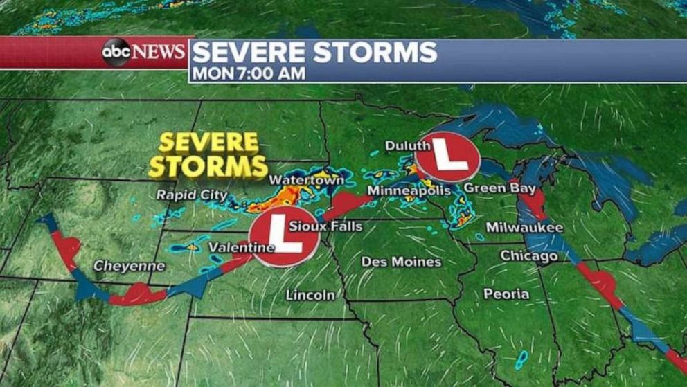PHOTO: Severe storms are expected in the Upper Midwest Monday morning.