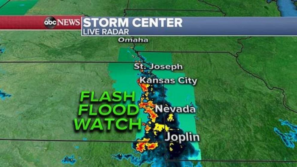 PHOTO: A flash flood watch has been issued Thursday in the Midwest.