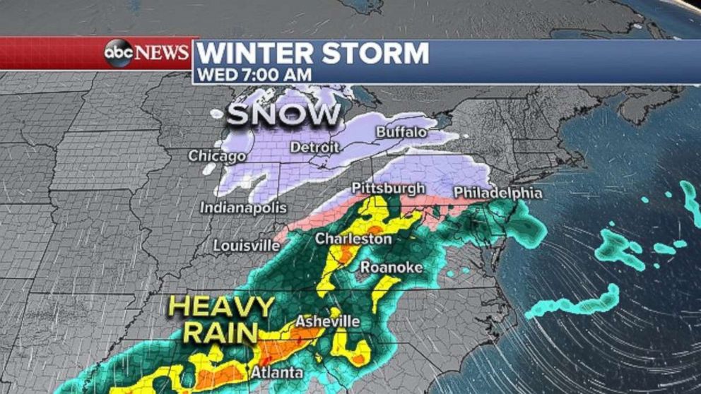 PHOTO: A winter storm will be taking shape over the southern Plains later on Tuesday and moving into the Northeast on Wednesday bringing snow, ice and heavy rain. 