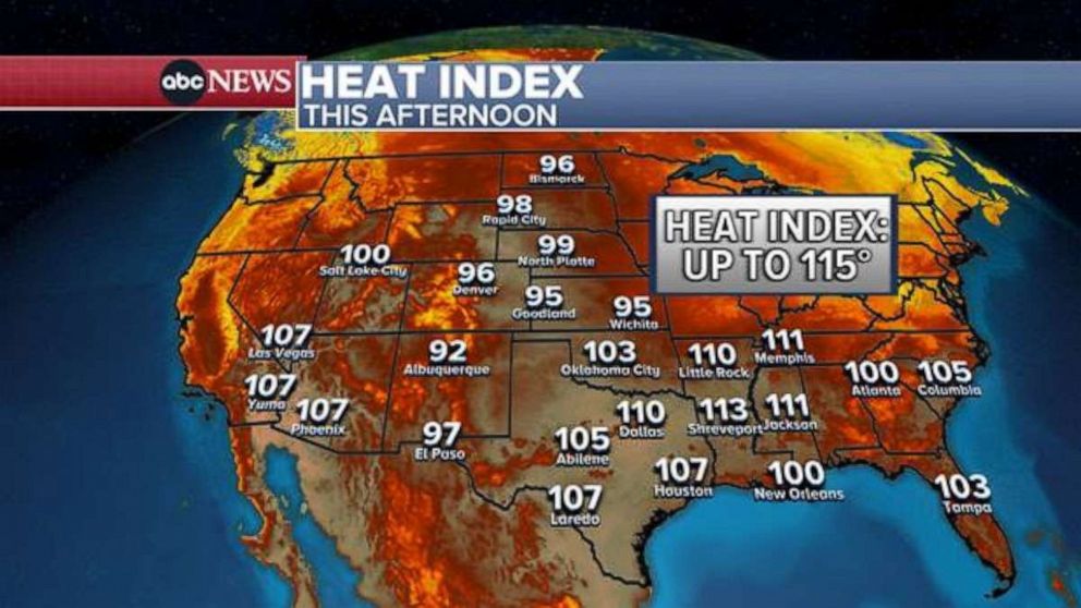 PHOTO: Heat indices could top 110 degrees in some regions on Saturday.