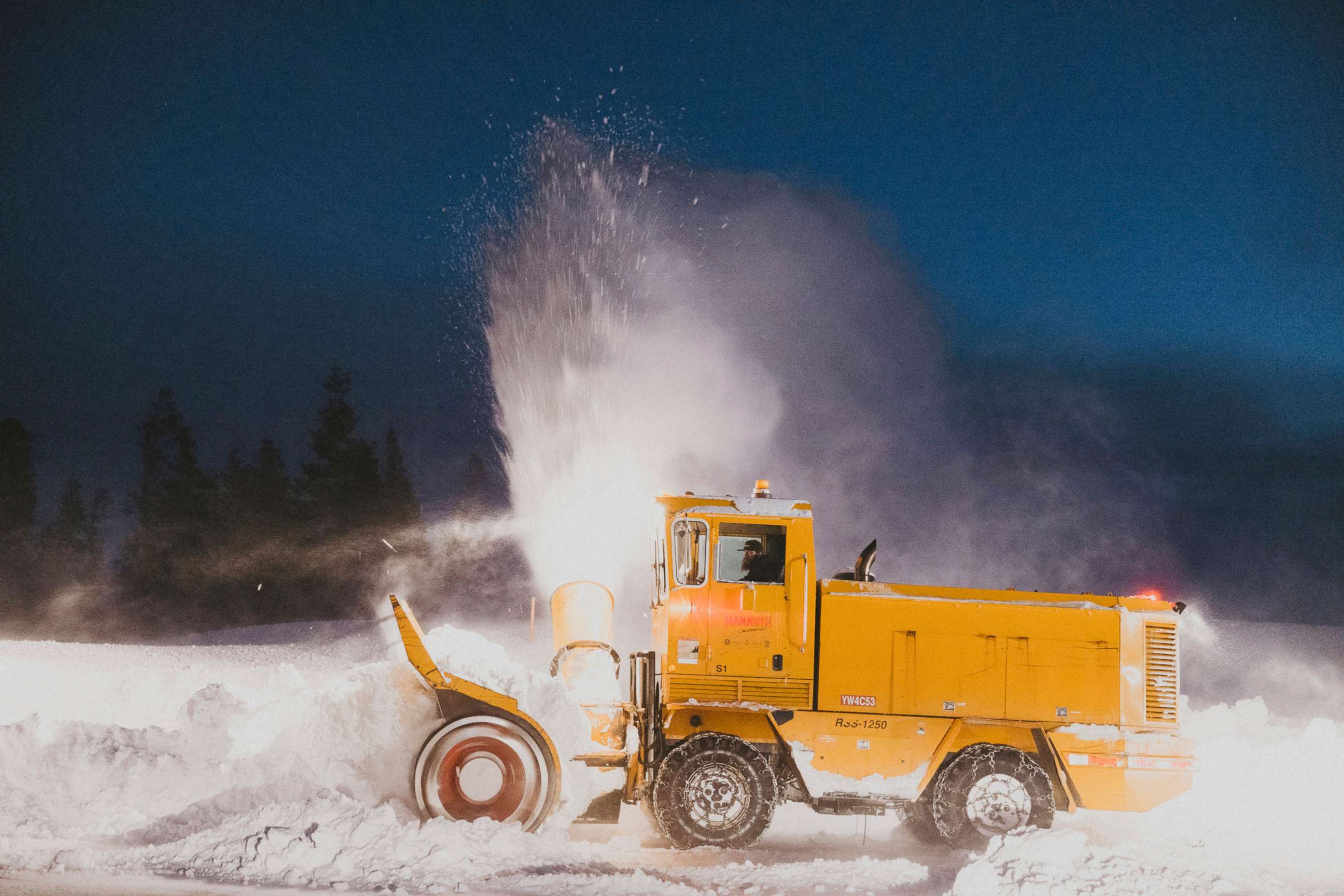 PHOTO: In this photo provided by Mammoth Mountain Ski Area, MMSA, a snow plower removes snow in Mammoth Mountain in Mammoth Lakes, Calif., Dec. 15, 2021.