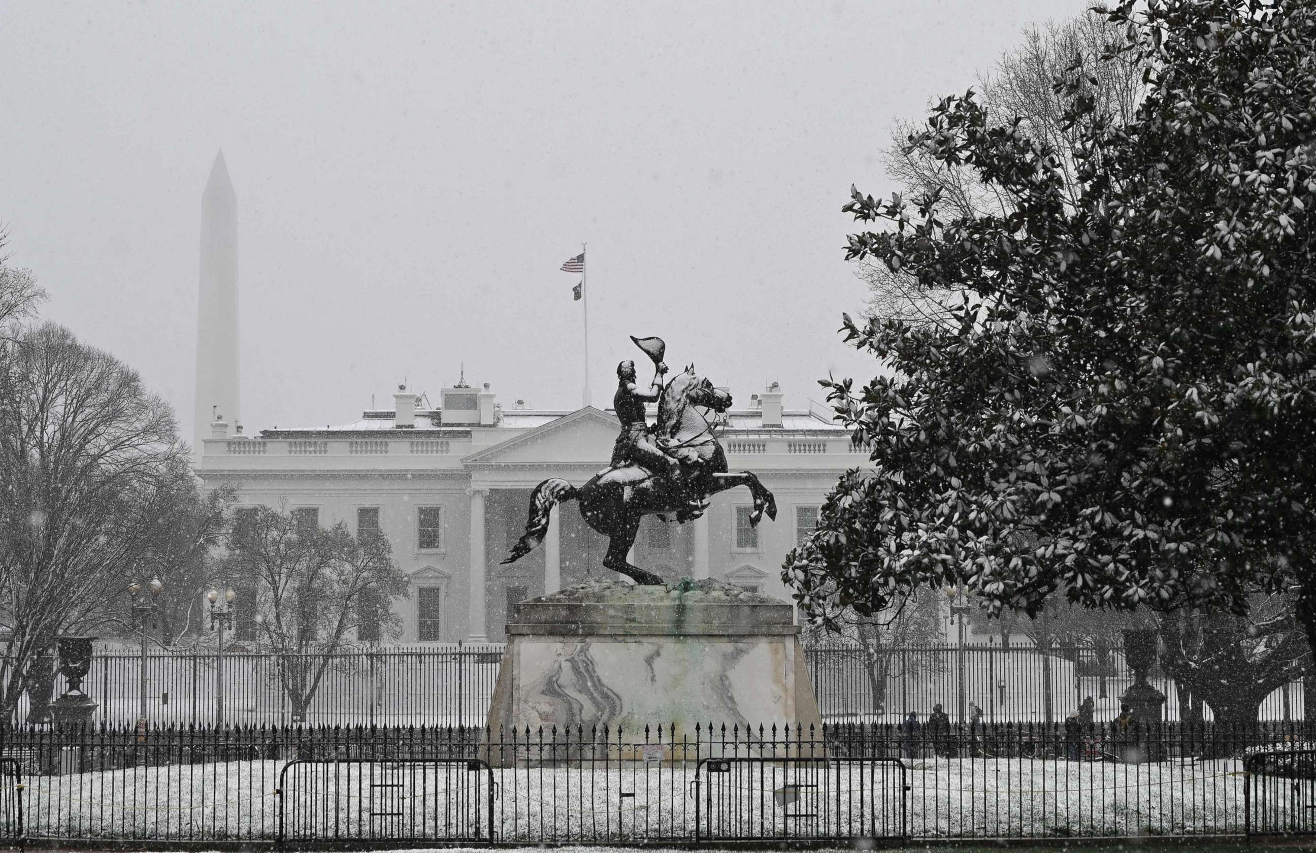 PHOTO: Snow falls on March 12, 2022 at the White House in Washington, D.C., during a late winter storm.