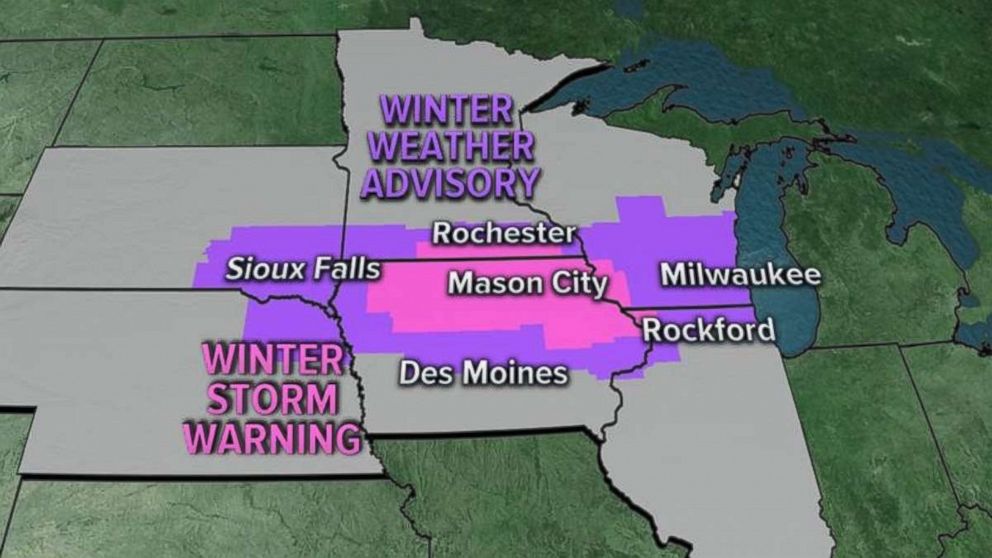 Storm warnings and advisories have been issued for much of the upper Midwest.