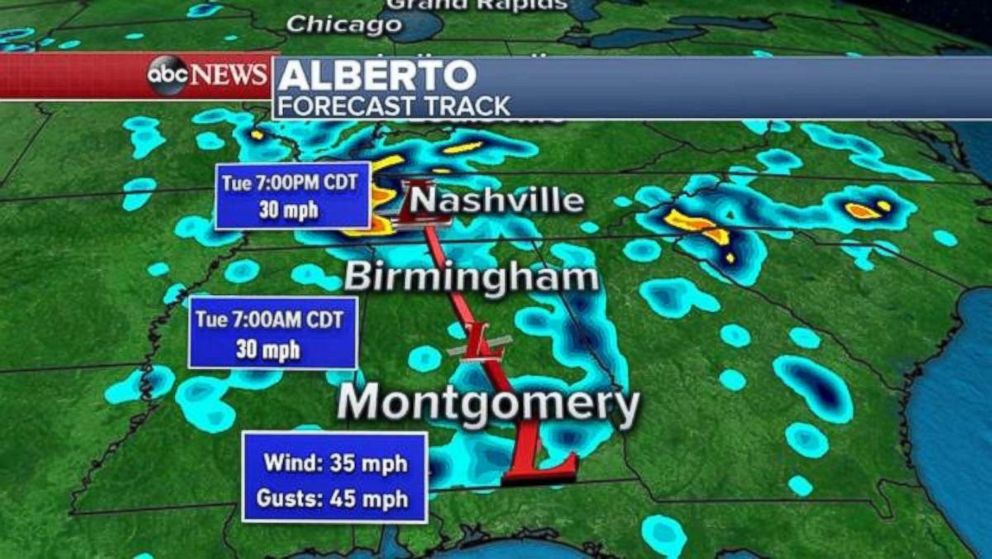 Remnants of Alberto are expected to reach the Tennessee Valley this evening.