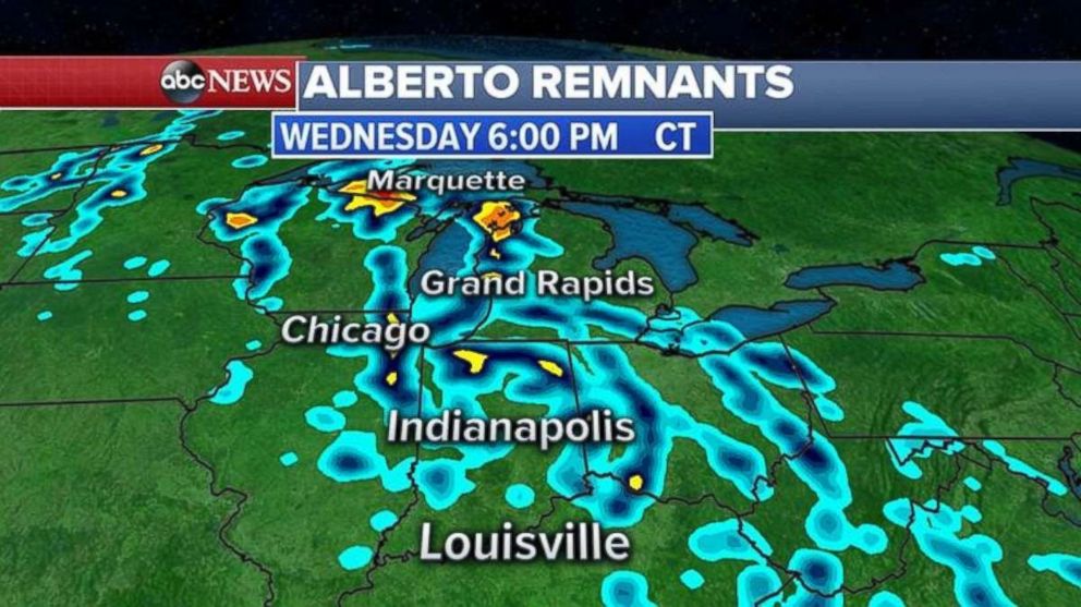 Remants of Alberto will begin approaching the Great Lakes this afternoon.
