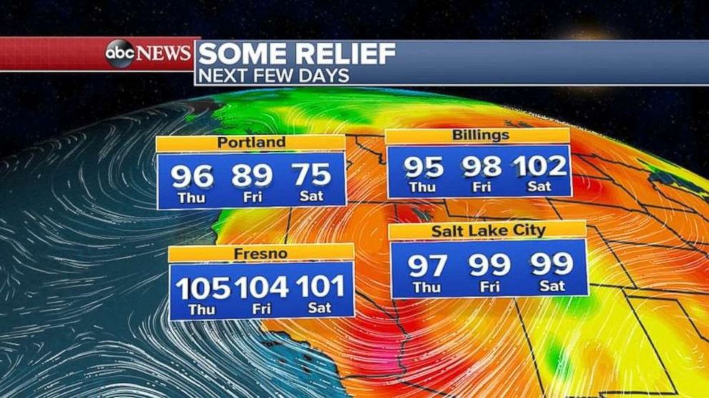 Highs on the West Coast may take a slight dip over the next few days.