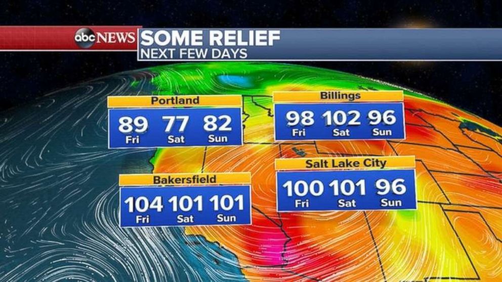 Highs may dip a bit out West over the next few days.