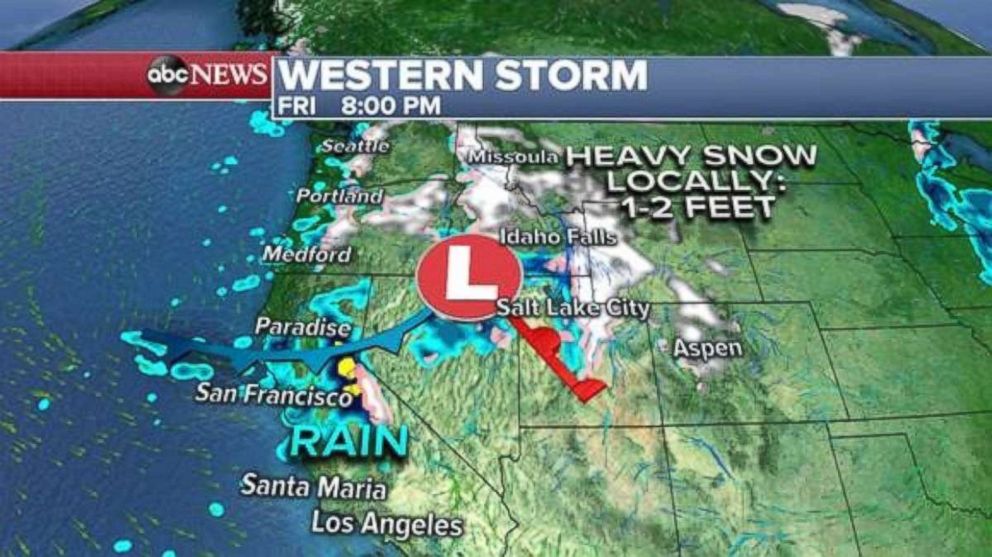 Storms that have been affecting the West Coast are sliding east tonight.