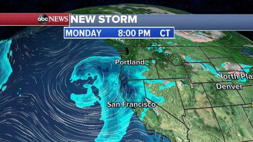 PHOTO: The new storm takes aim at the West Coast tonight.