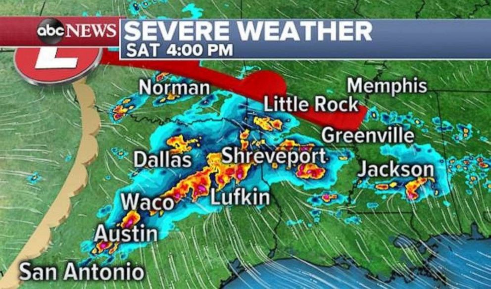 PHOTO: Eastern Texas likely will be battered by massive storms later this afternoon.