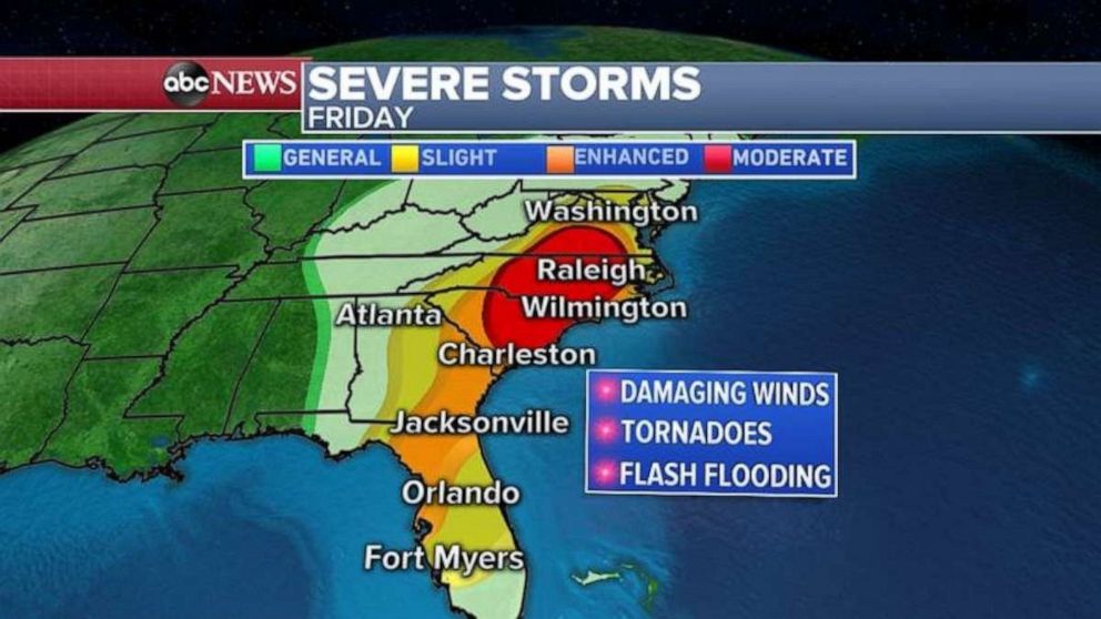 PHOTO: Virginia and the Carolinas may see severe storms today.