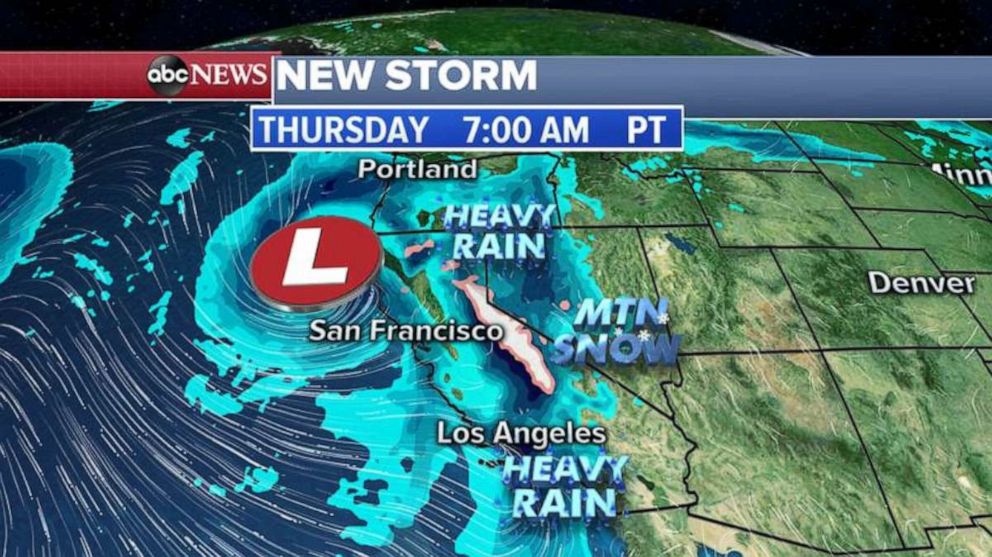 PHOTO: Heavy rain up and down the West Coast is expected on Thursday.