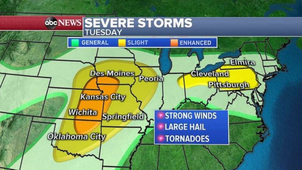 PHOTO: Severe weather is expected on Tuesday in the Midwest.