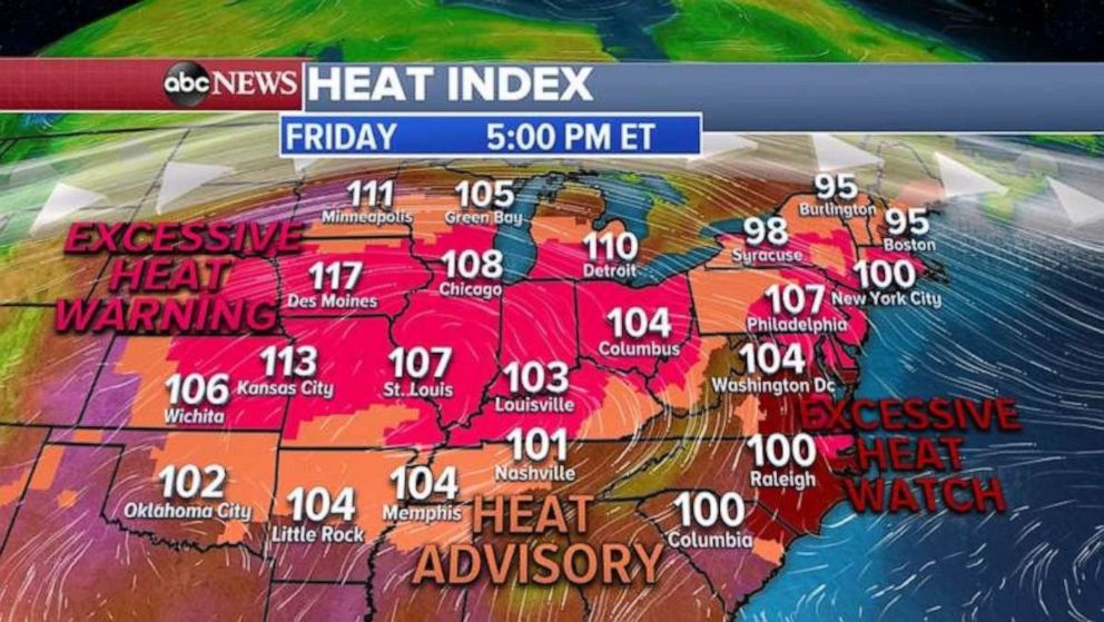 PHOTO: Excessive heat warnings and heat advisories have been issued for Friday.