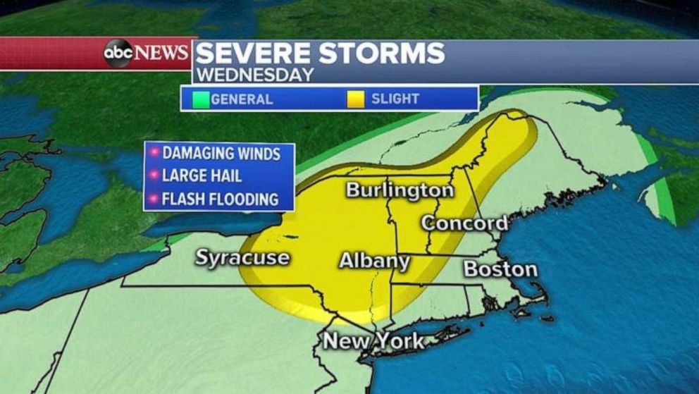 PHOTO: Severe storms are expected in the Northeast by Wednesday.