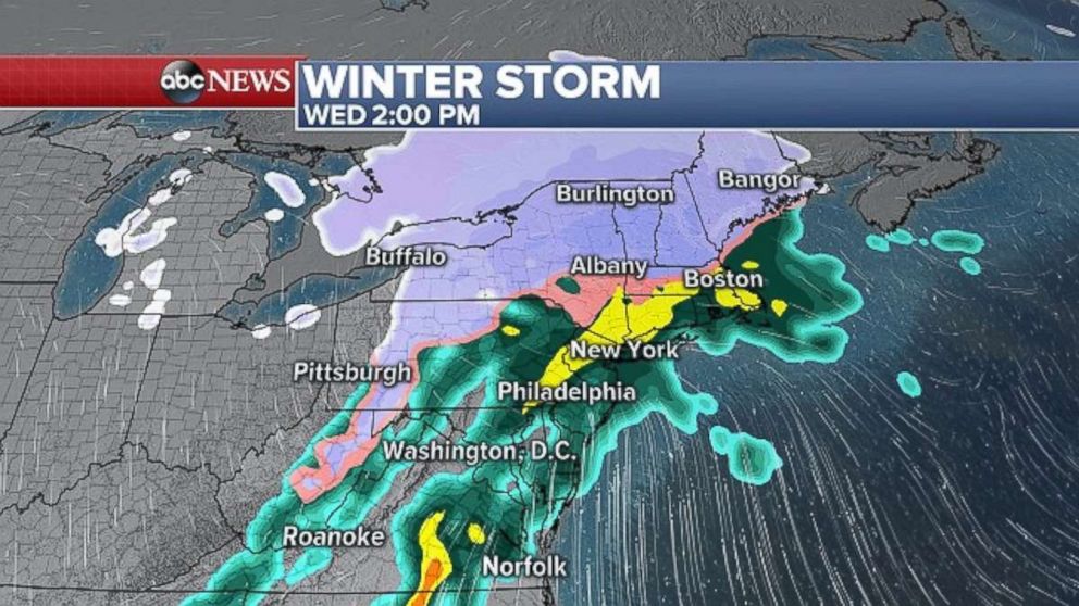 PHOTO: The precipitation will move into Washington D.C. and Baltimore early Wednesday morning and could briefly mix with snow and ice before changing to rain. 