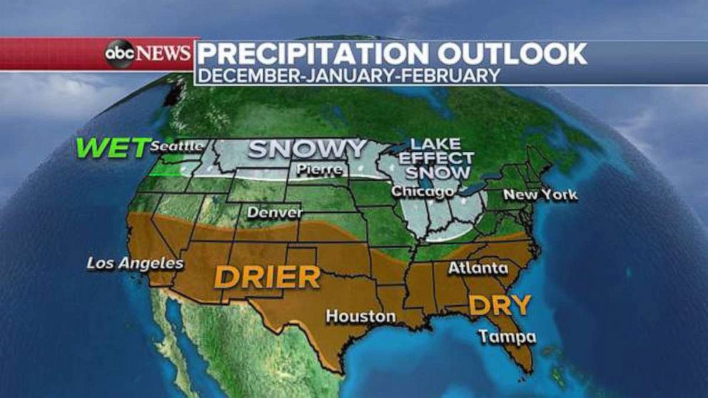 PHOTO: The precipitation outlook for this winter December, January and February.