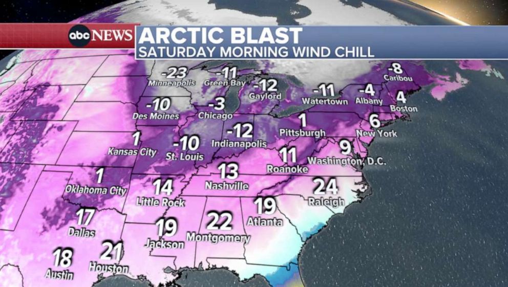 PHOTO: An arctic blast is arriving Saturday morning.
