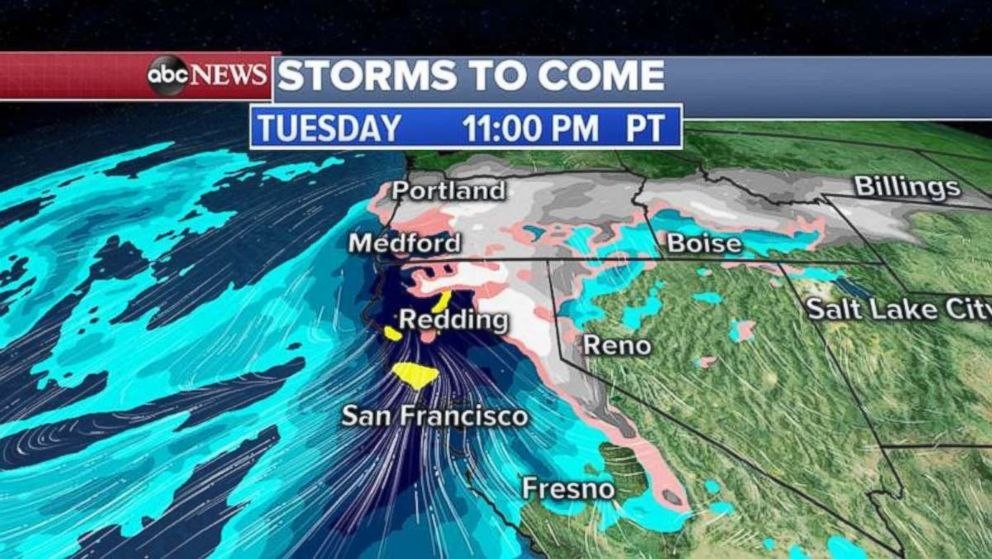 PHOTO: More storms are affecting the West Coast later tonight.