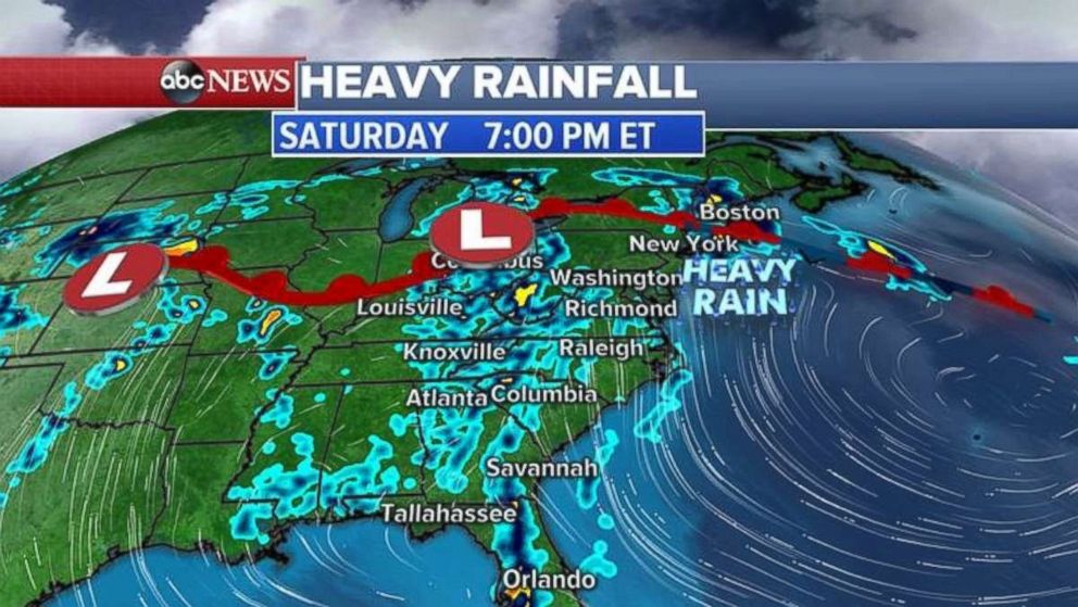 Heavy rainfall is expected on Saturday.