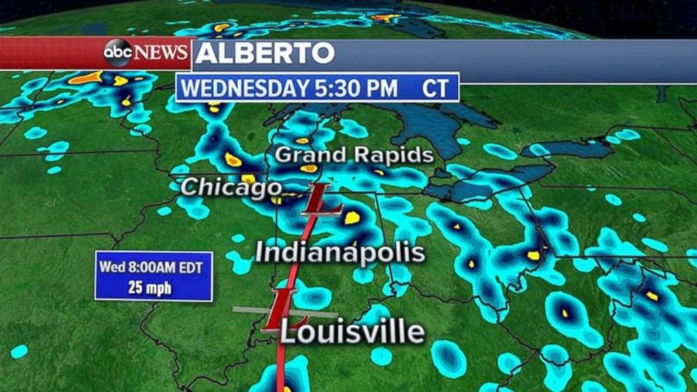 Heavy rain will reach Chicago and the Great Lakes by Wednesday afternoon.