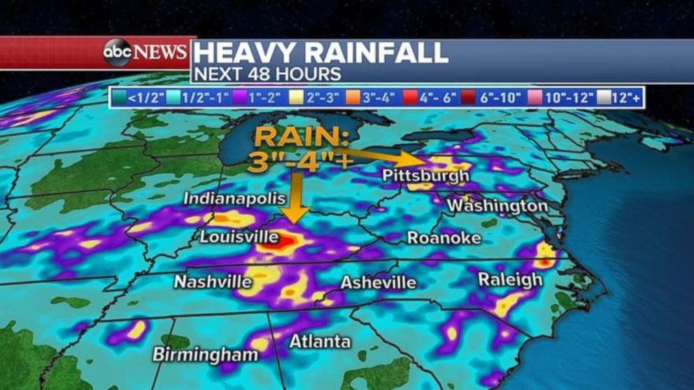 Some areas could see another 3-4 inches of rain over the next 48 hours.