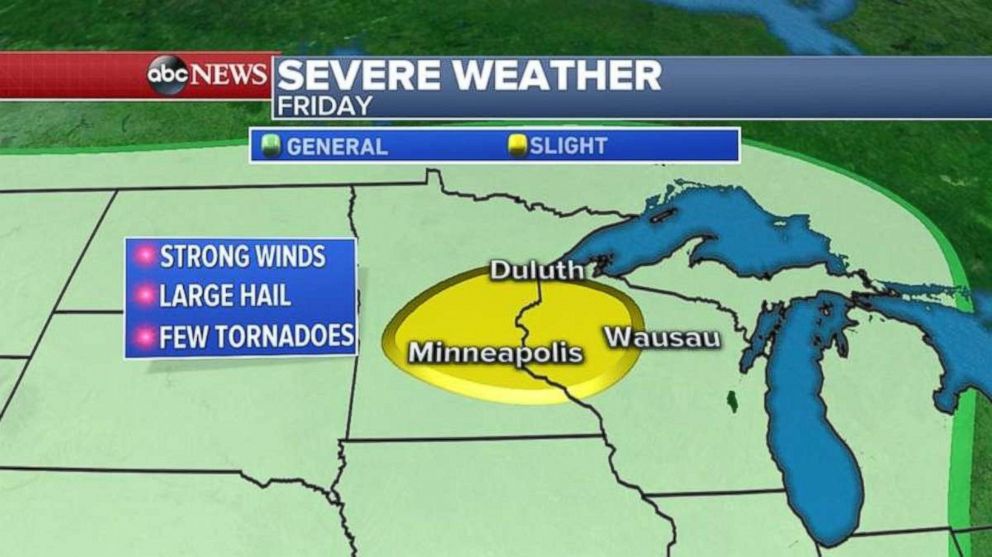 Severe weather may strike today near the Twin Cities.