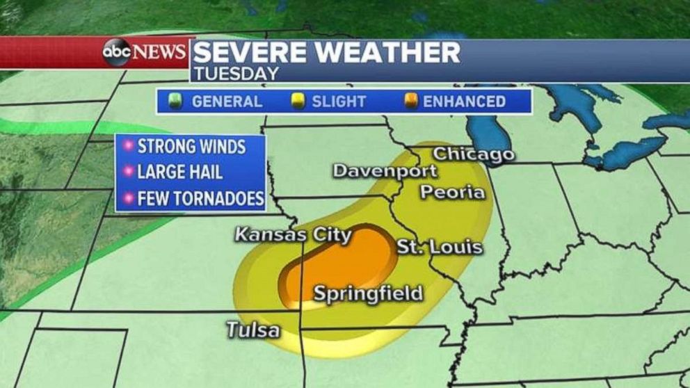 Severe weather in the Midwest today may include much of Missouri.
