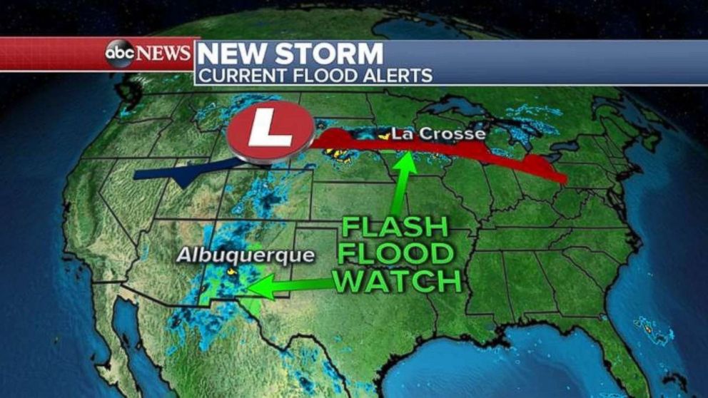 There are flash flood watches this morning in parts of the Midwest as well as Southwest.