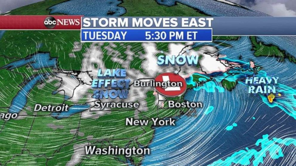 The winter storm is expected to continue east on Tuesday.