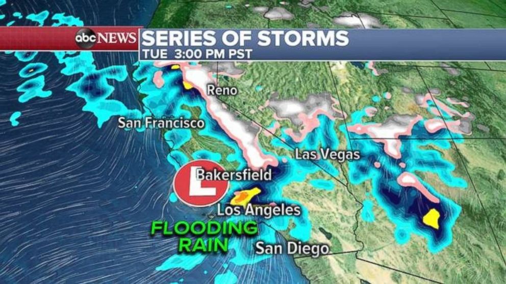 Parts of Southern California may see flooding rain on Tuesday.