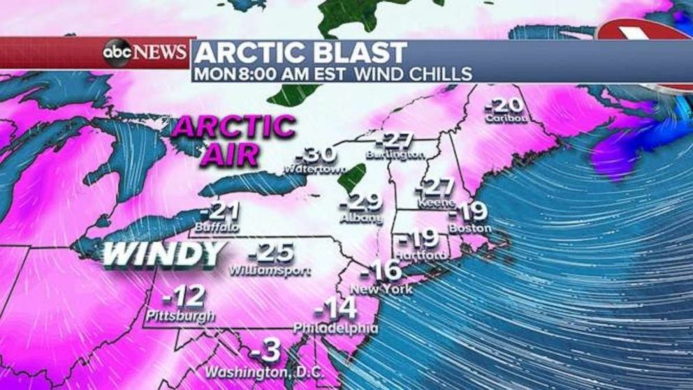 Sub-zero wind chills are expected this morning in the Northeast.