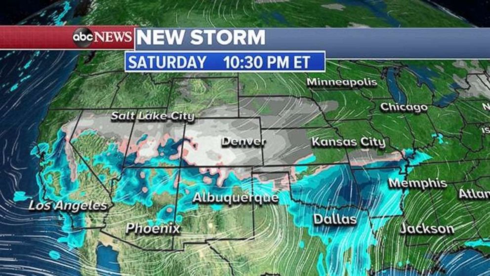 PHOTO: A new storm will be covering much of the U.S. by Saturday night.