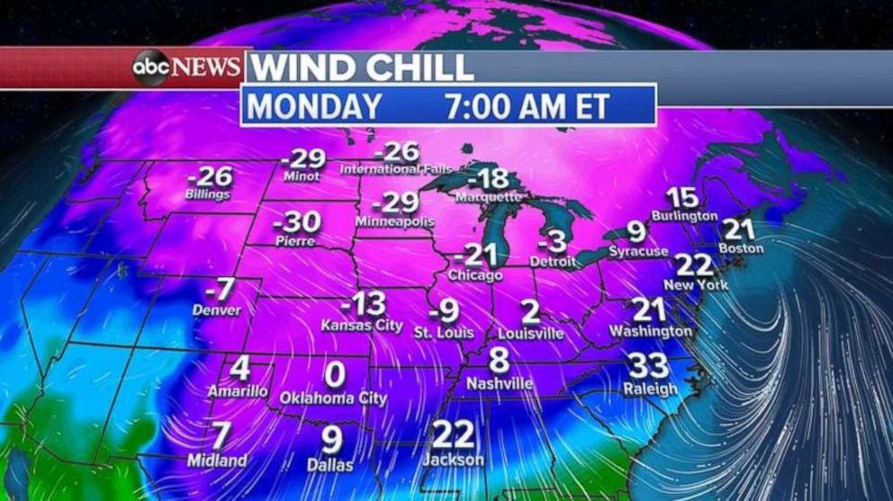 PHOTO: Wind chills this morning will be brutally cold in the upper Midwest.