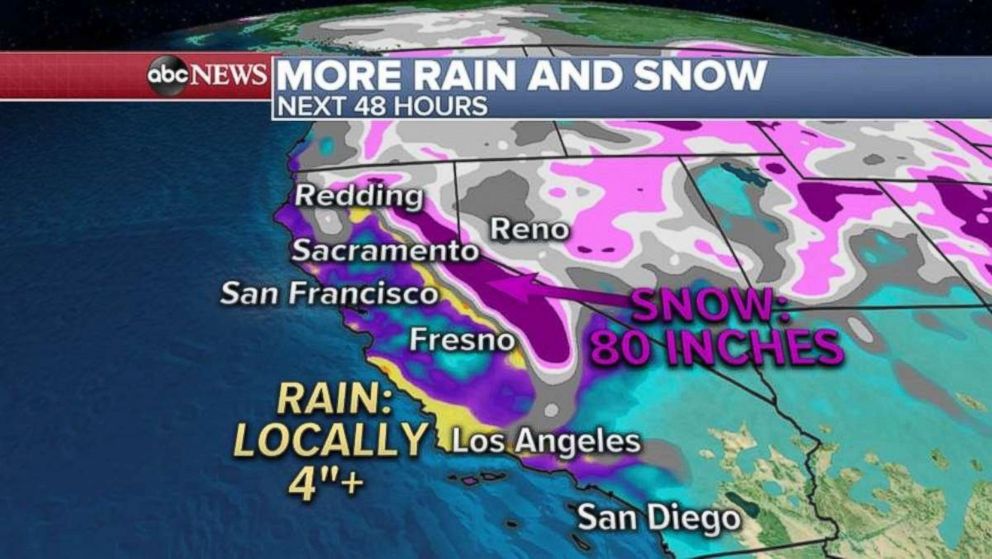 PHOTO: More rain and snow are forecast for California over the next few days.