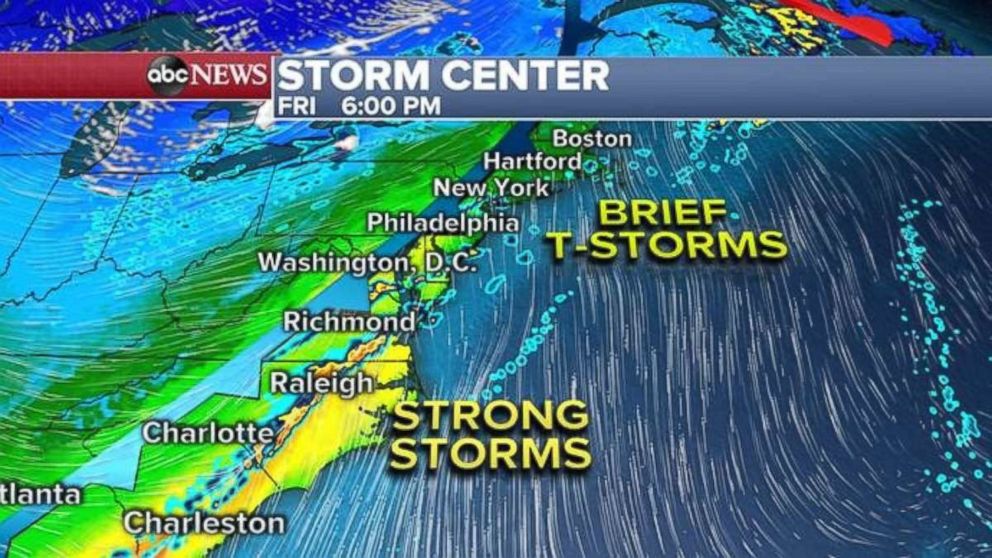 PHOTO: Brief thunderstorms are likely along the East Coast this evening.