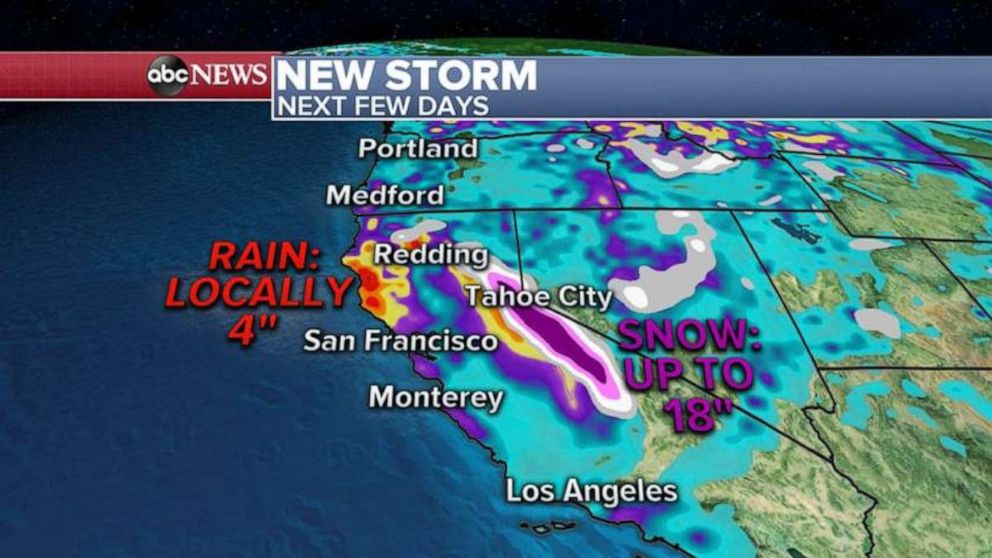PHOTO: Some mountain areas may see 18 inches of snow from the storm.