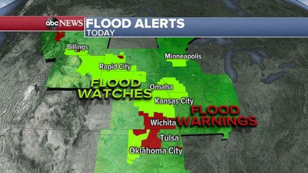 PHOTO: Flood watches and alerts were issued Monday morning.