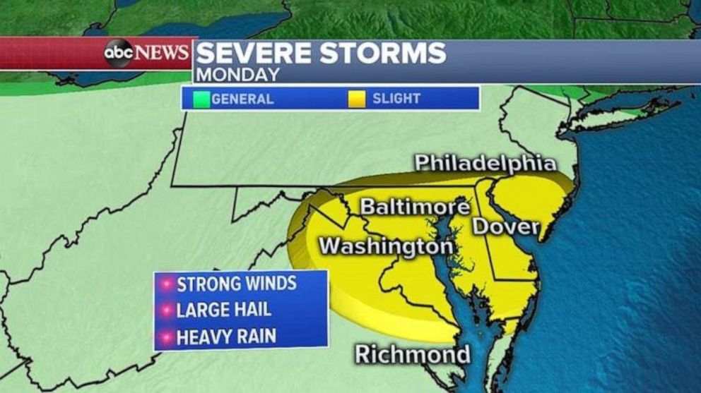 PHOTO: Severe storms are forecast Monday in the mid-Atlantic region.