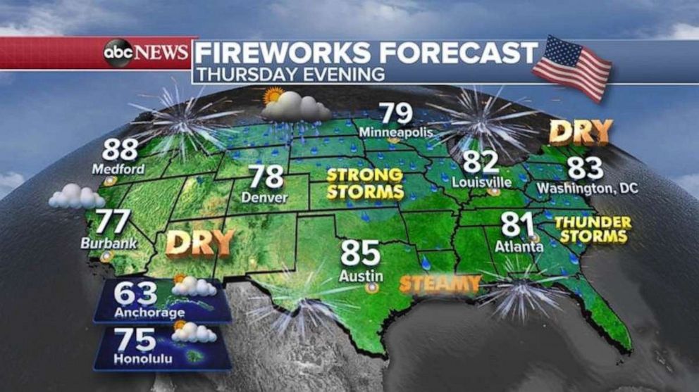 PHOTO: The Southeast could see more thunderstorms on the July 4.