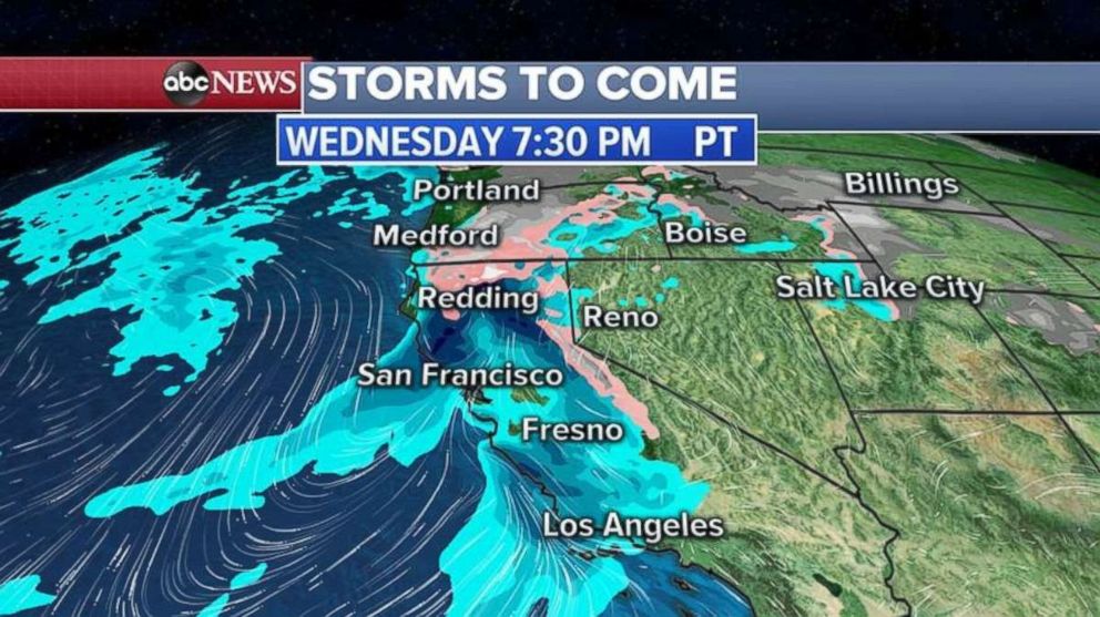 More storms are heading for the West Coast Wednesday night.